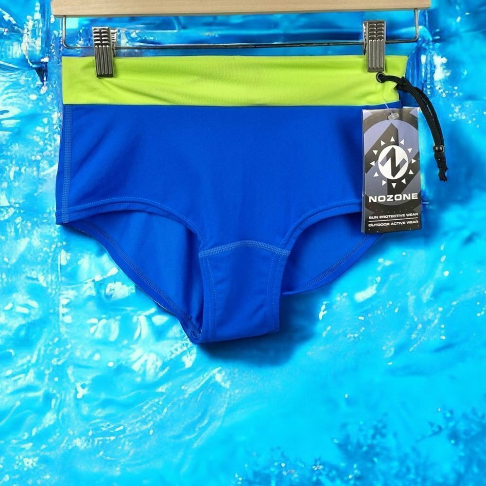 * NEW NOZONE UPF 50+ Blue Contrast Banded Swim Bottoms Size XS